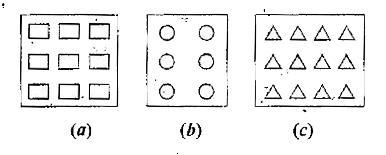 Shade : (1)/(3) of the rectangles in box (a)   (ii) (2)/(3) of the circles in box (b)   (iii) (1)/(2) of the triangles in box (c )