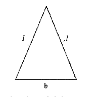 An isosceles triangle is shown. Express its perimeter in terms of 'l' and 'b'.