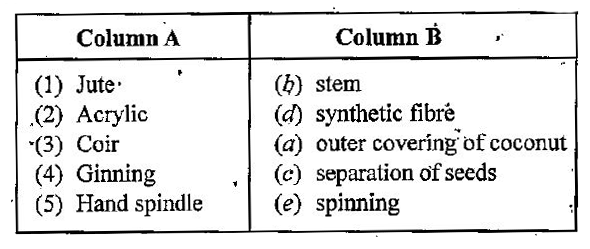 Match The Column A With Column B: