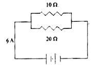Two resistors of resistances 10Omega and 20 Omega are connected in parallel. A battery supplies 6 A of current to the 'combination, as shown in Figure Calculate the current in 'each resistor.