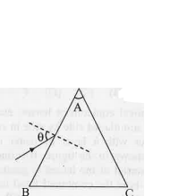 Monochromatic light is incident on a glass prism of angle A. If the refractive index of the material of the prism is p, a ray, incident at an angle theta, on the face AB would get transmitted through the face AC of the prism provided.