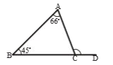 For Delta ABC, find the measure of angle ACD.