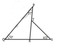 In the adjacent figure, find        angle PTS