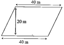 The given figure shows a parallelogram of 20 m height.  The base of the parallelogram is 40 m long.      What is the area of the parallelogram?