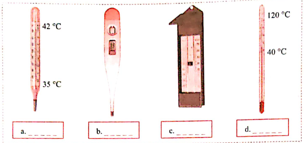 Answer the following :   Write the types of thermometers shown in the figures :