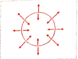 Questions based on diagram :  The figure below shows forces acting on a star :   What does an outward arrow indicate ?: