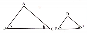 खालील उपप्रश्‍नांची पर्यायी उत्तरे दिली आहेत त्यांपैकी अचूक पर्याय निवडा.  triangle ABC व triangle DEF  मध्ये angle B = angle E, angle E, angle F=angle C  आणि AB =3DE, तर त्या दोन त्रिकोणांबाबत सत्य विधान कोणते?