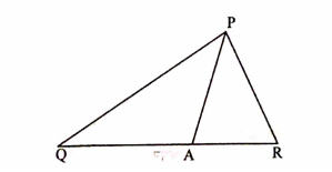 triangle PQR मध्ये Q-A-R आणि QA= 6 सेमो, QR=11 सेमी, असेल, तर (A(triangle PRA))/(A(triangle PQA))
