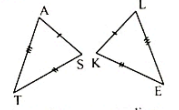 Choose the correct alternative for each of the following question.  In the given figure, the two triangles are congruent in correpondence