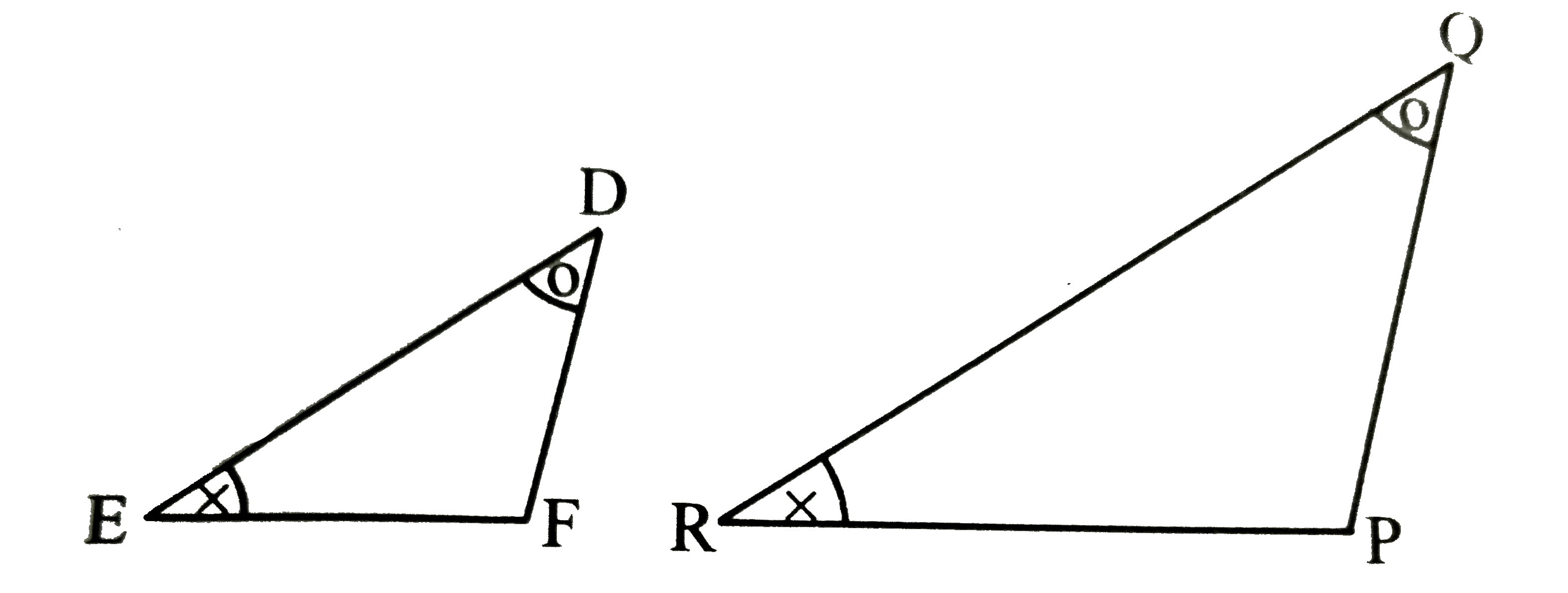 If in DeltaDEF and DeltaPQR, angleD = angleQ, angleR =angleE, then which of the following statements is false?