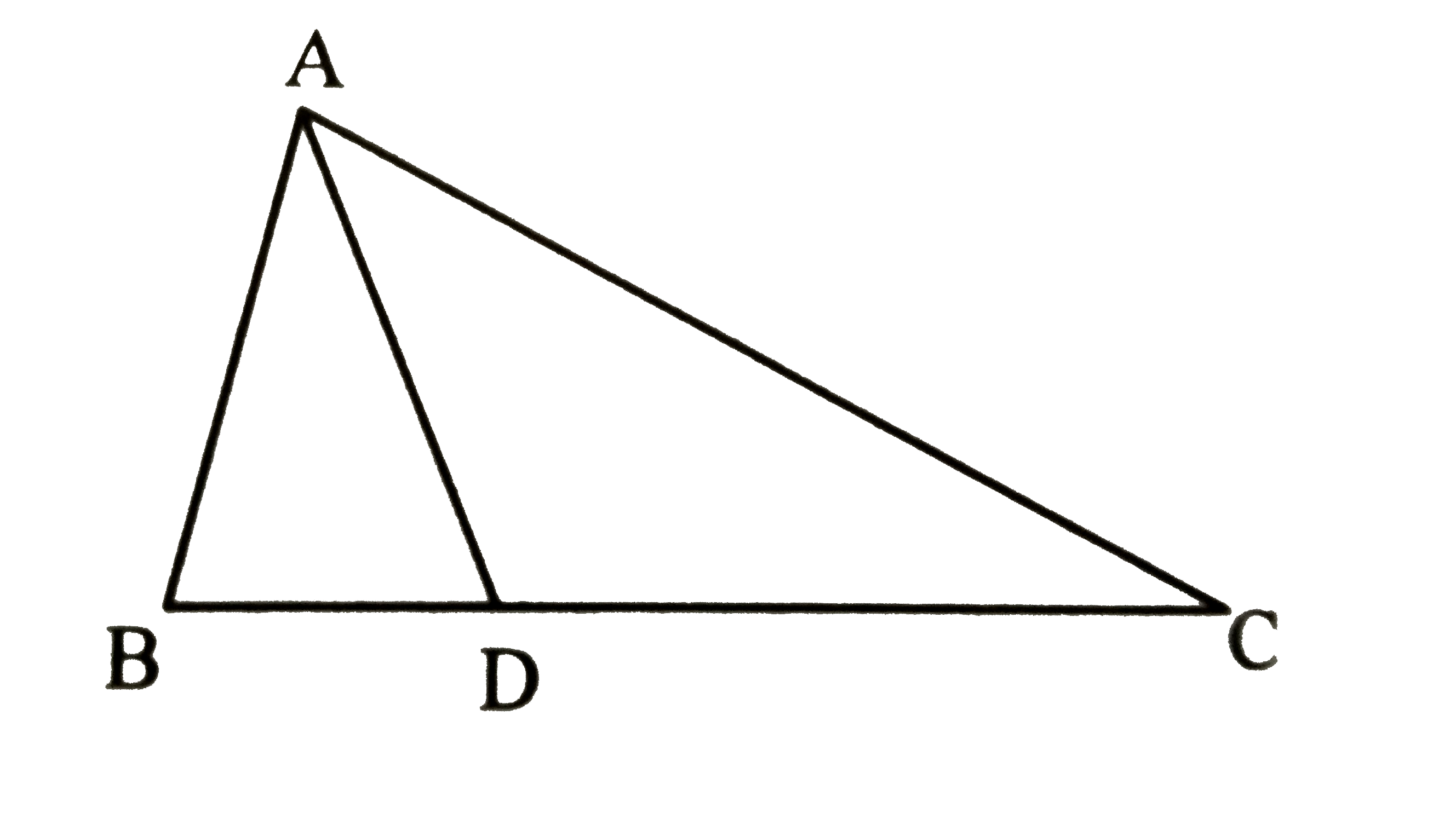 In DeltaABC, B - D - C and BD = 7, BC = 20, then   find the ratio.   (A(DeltaABD))/(A(DeltaADC))