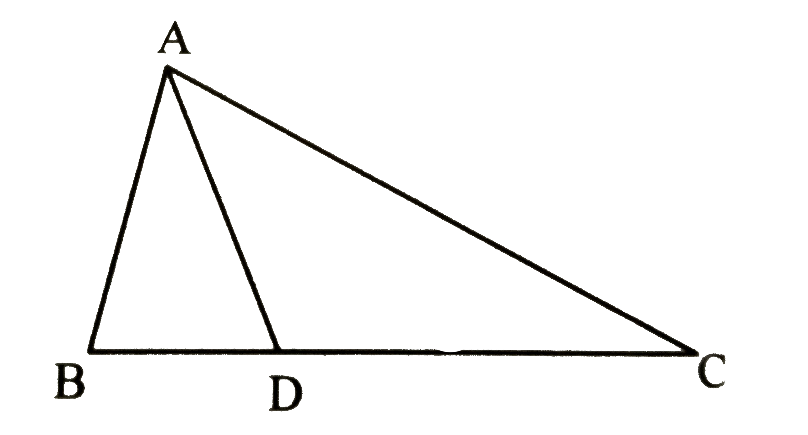 In DeltaABC,B - D - C and BD = 7, BC = 20, then find the ratio  (A(DeltaABD))/(A(DeltaABC))