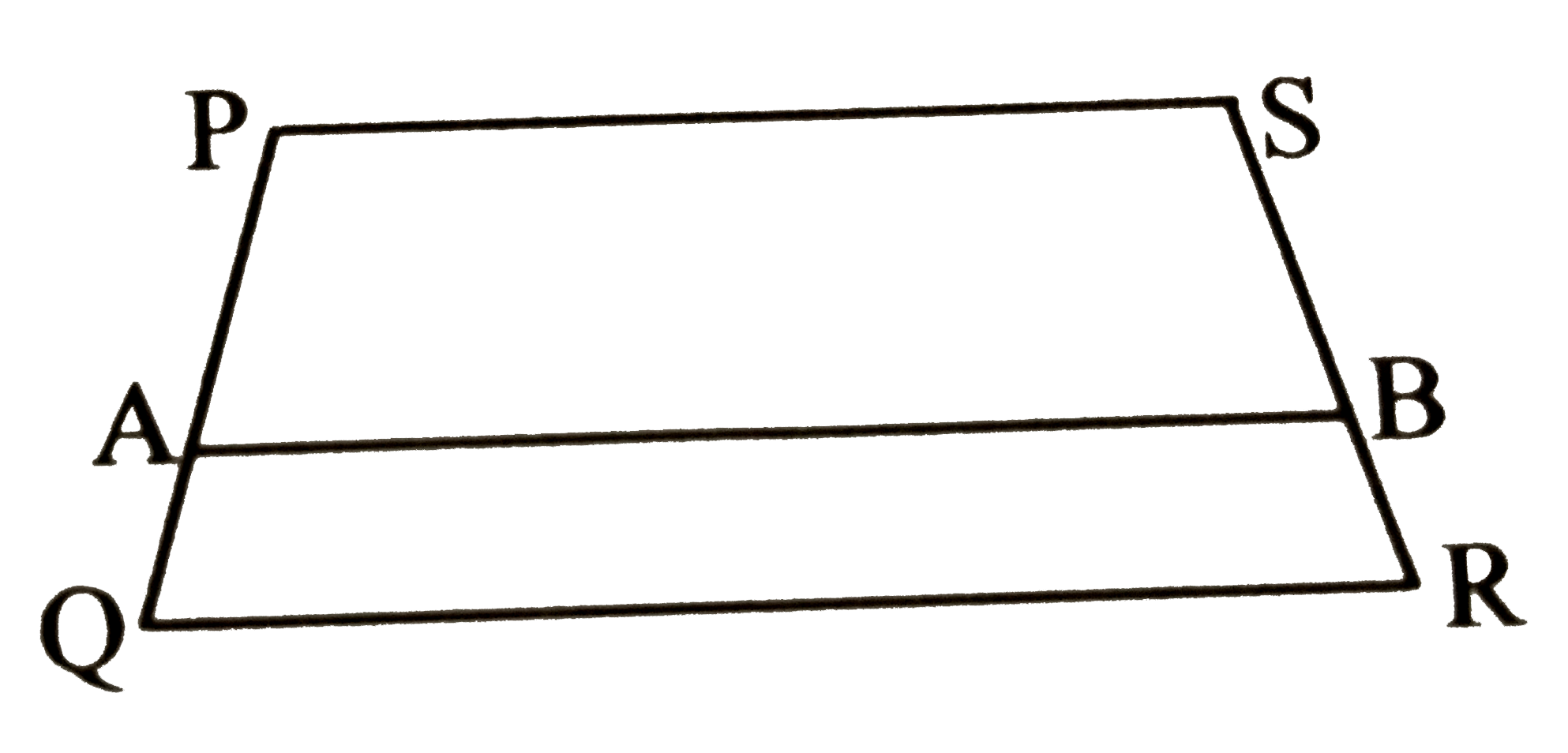 squarePQRS is a trapezium, and AB abs() PS abs() QR. If PA = 3 cm, AQ = 1.4 cm, BR = 2.1 cm, then SB =