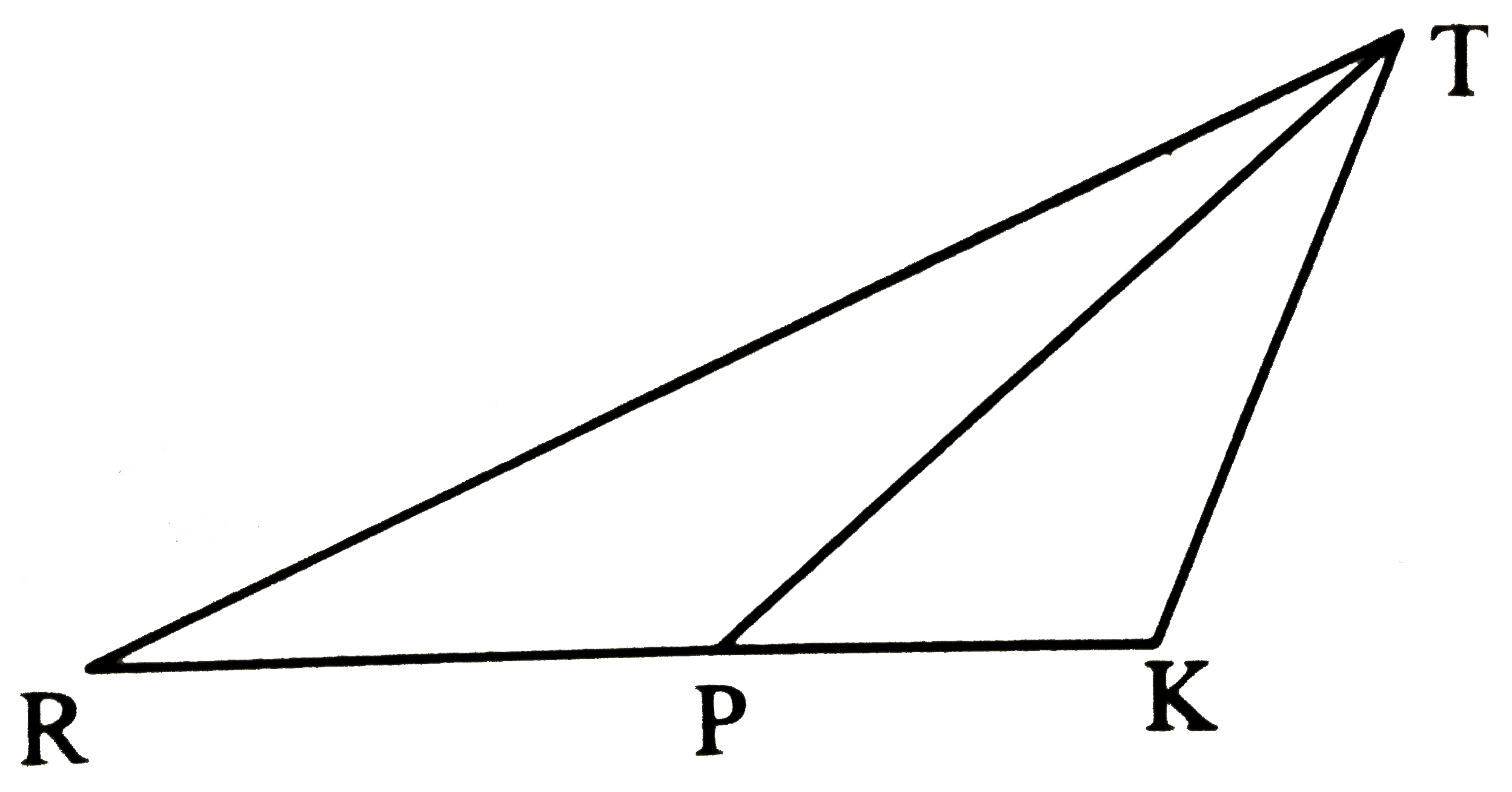 In the given figure, if RP : PK = 3: 2, then find the following ratios.   (i) A(DeltaTRP):A(DeltaTPK)  (ii) A(DeltaTRK):A(DeltaTPK)   (iii)  A(DeltaTRP):A(DeltaTRK)