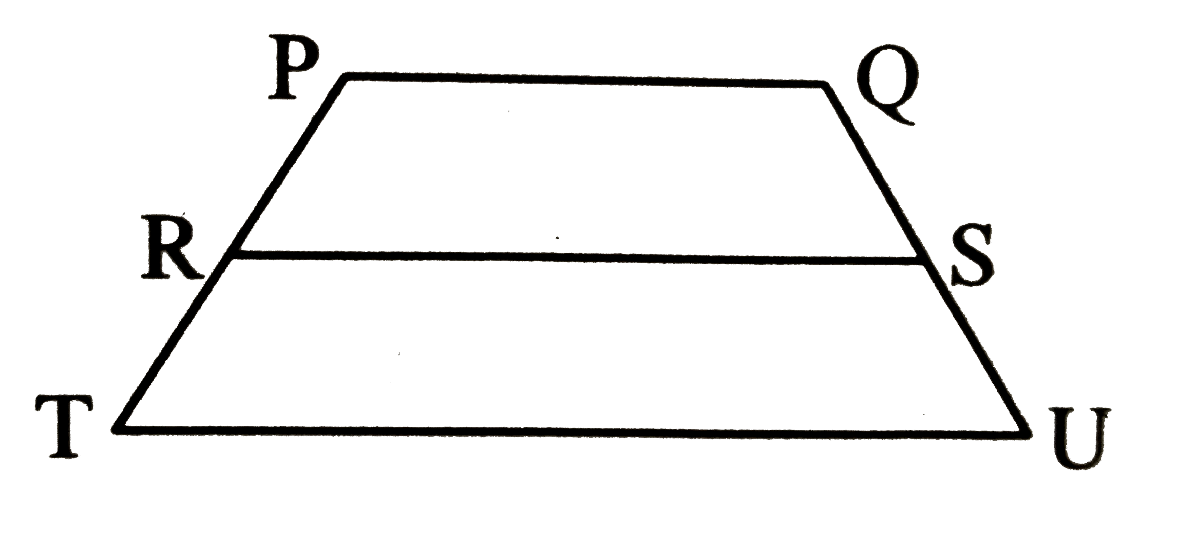 Choose the correct alternative.  In the given figure, if seg PQabs() RS abs()seg TU, and PR = 6, RT = 3, QS = 5, then what is the length of SU?