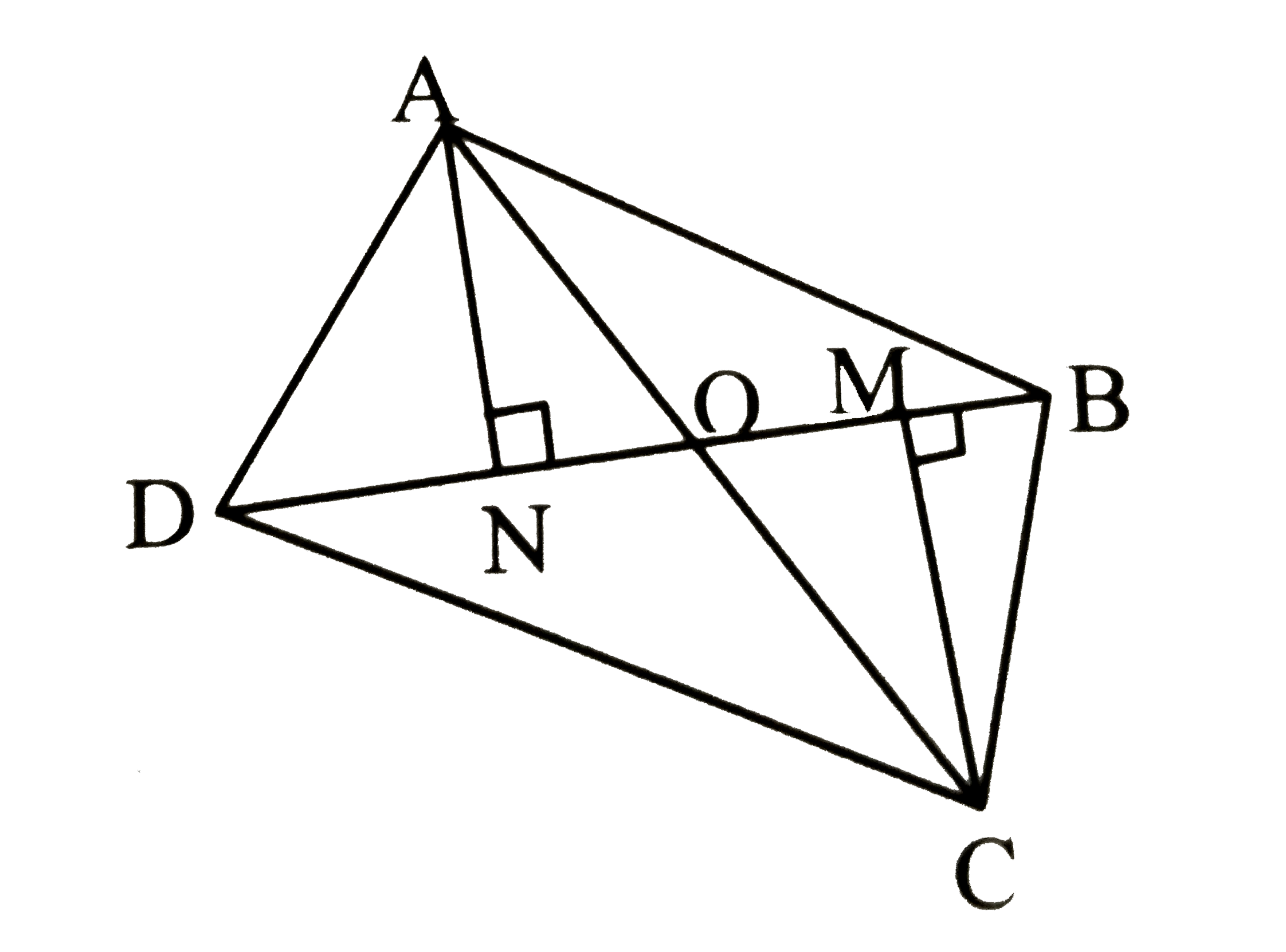 Slove the following questions.    In the figure, DeltaADB and DeltaCDB are drawn on the same base BD.if AC and BD intersect at O, then prove that (A(DeltaADB))/(A(DeltaCDB)) = (AO)/(CO).