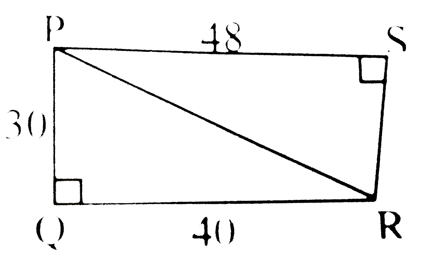 In the adjoining figure, if anglePQR=90^(@),anglePSR=90^(@),then find PR and RS.