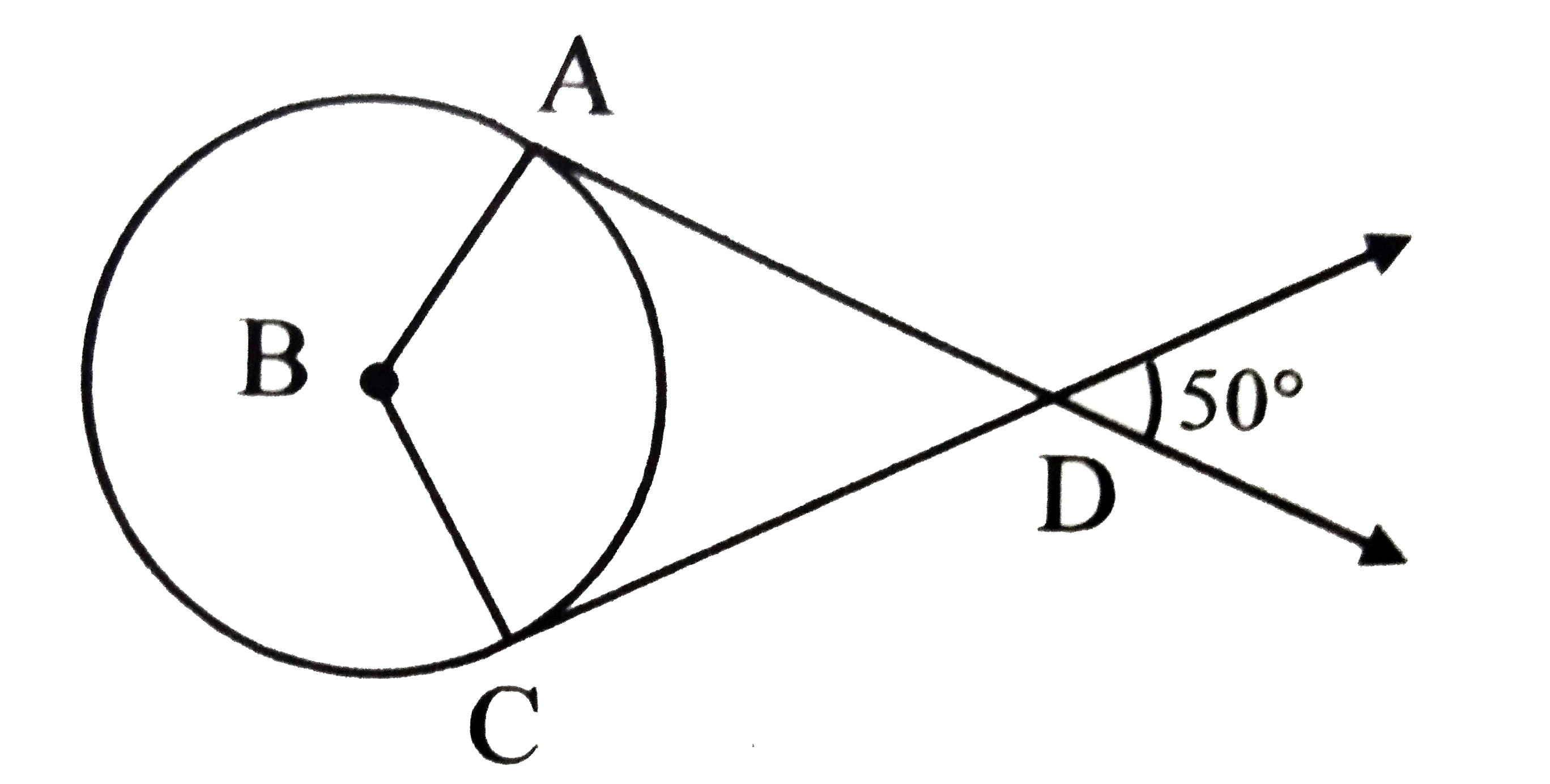 In the above figure, if lines AD and CD are tangents, then m angle B=