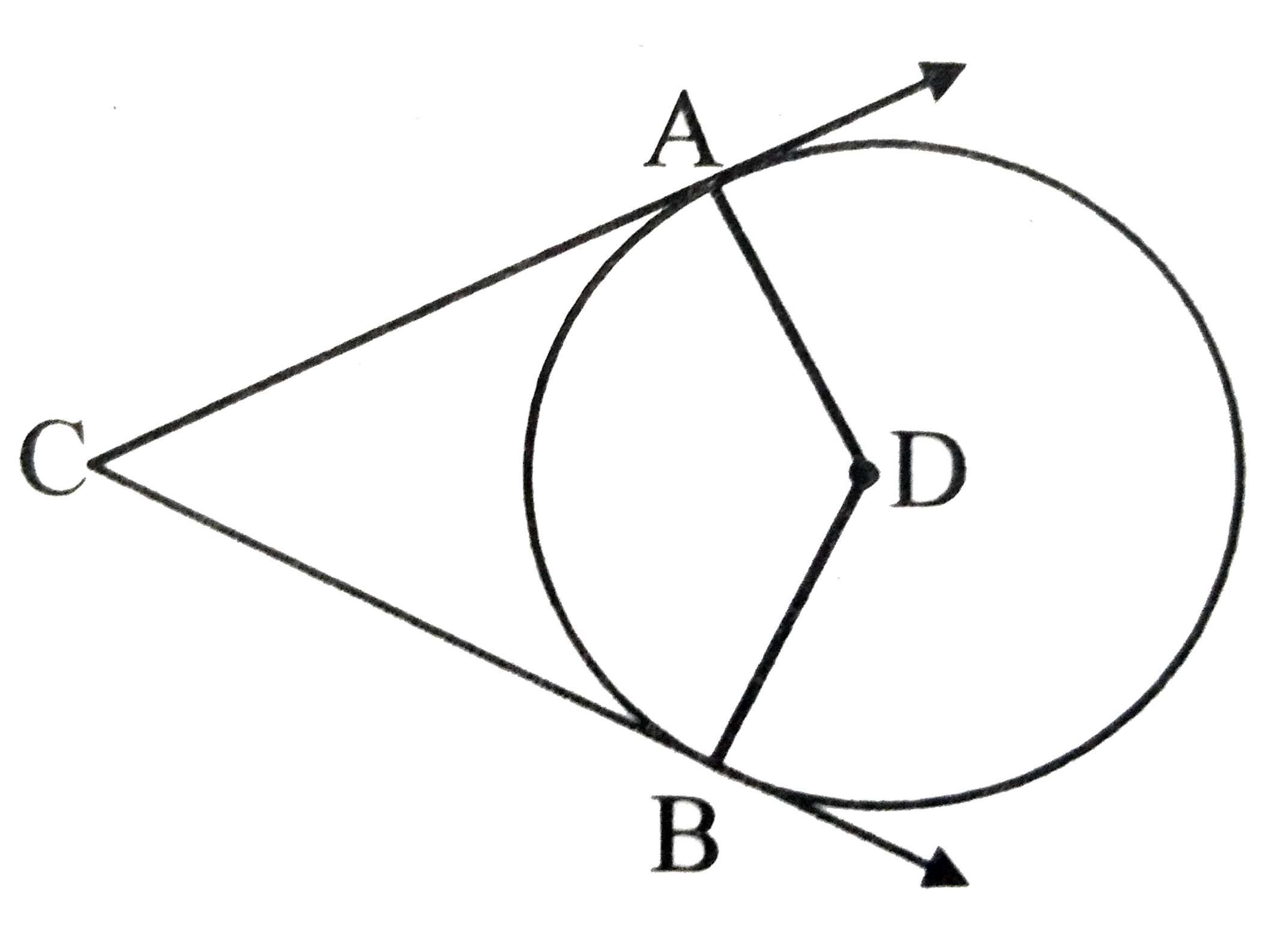 In the given figure circle with centre D touches the sides of angleACB at A and B. If angleACB=52^@ , find measure of angleADB.