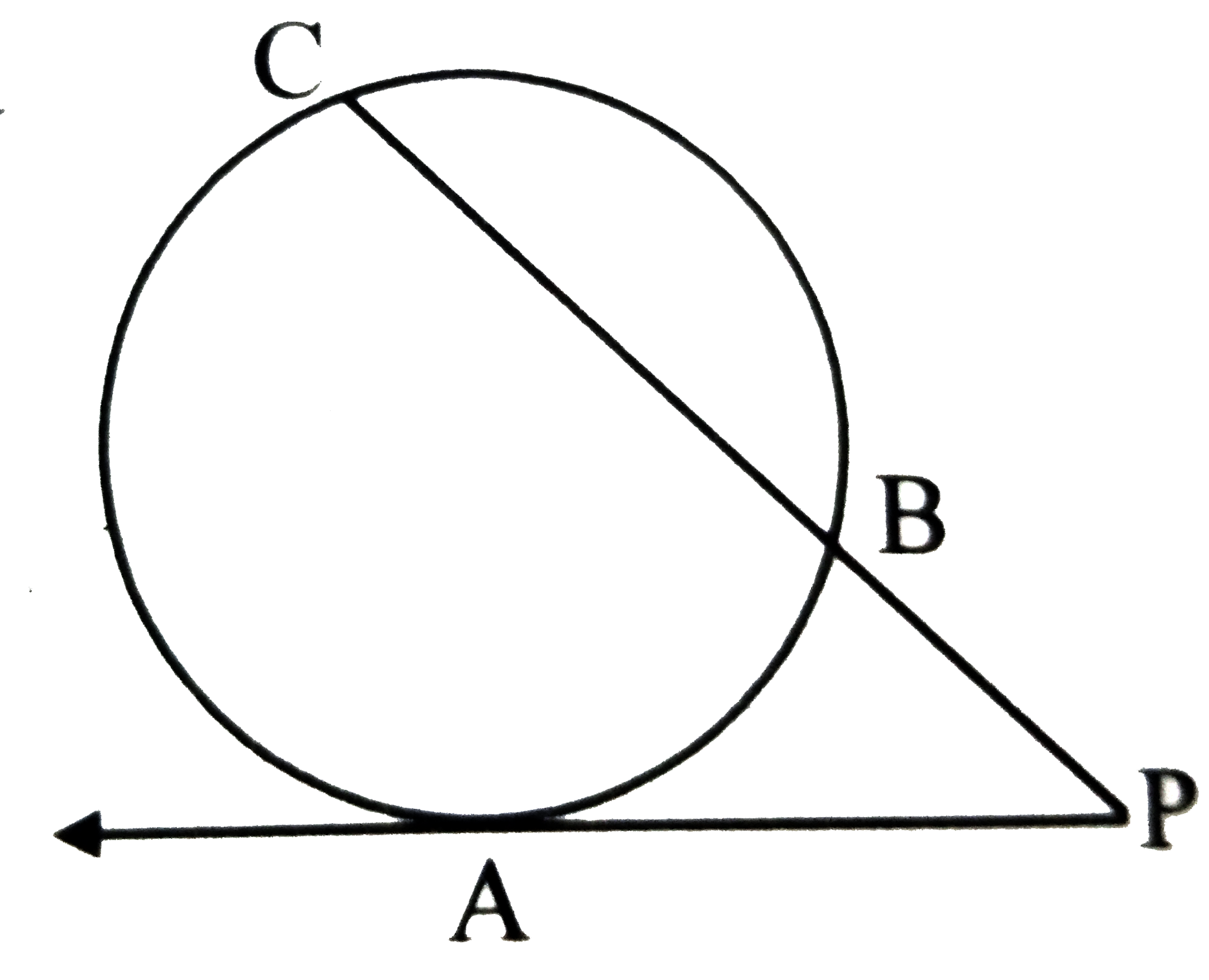 In the given figure, a tangent segment PA touching a circle in A and a secant PBC are  shown If AP=15 cm and BP=10cm , find the Length of PC.