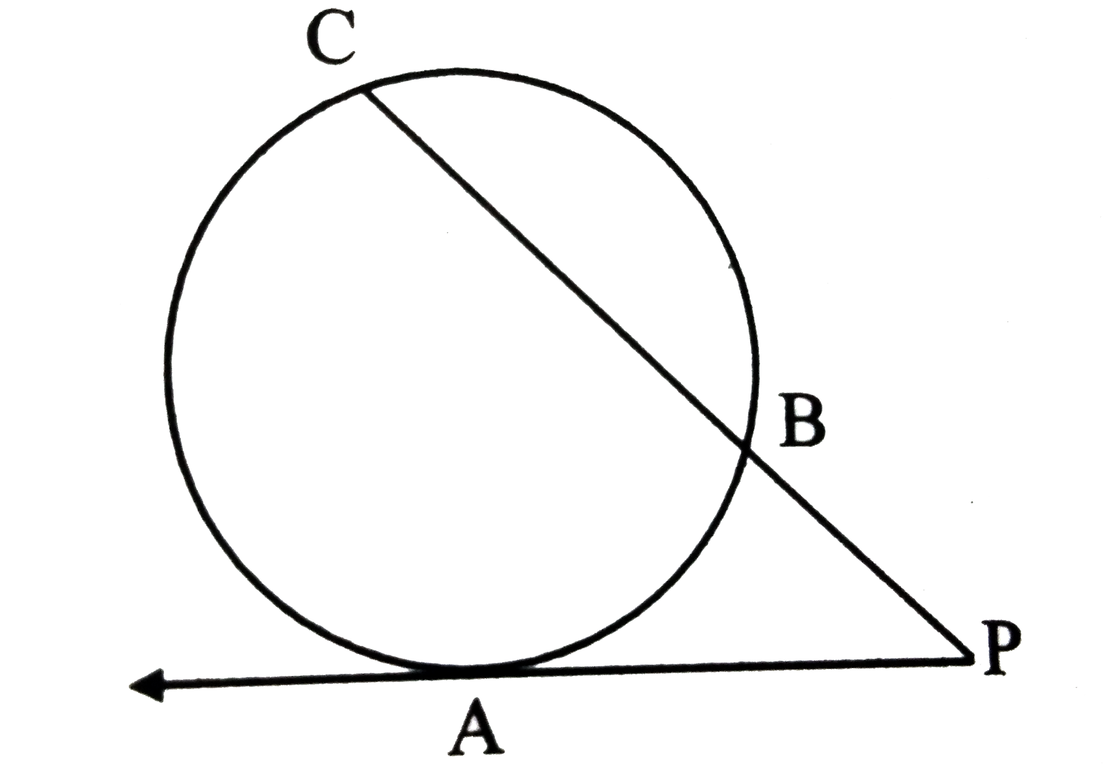 In the following figure, a tangent segment PA touching a circle  in A and a secant PBC are shown. If AP=12,BP=9, find BC.