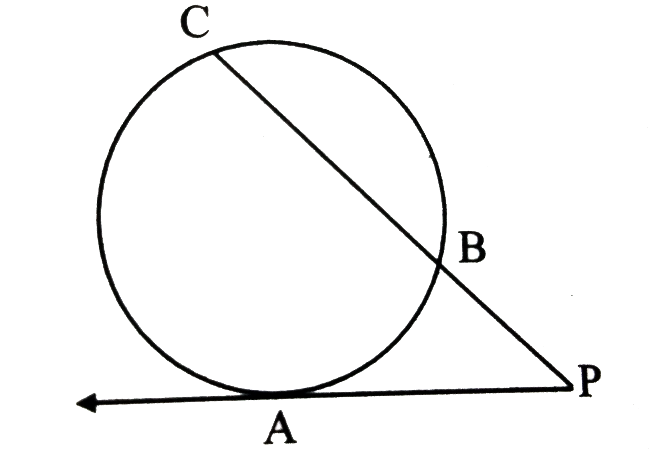 In the following figure, a tangent segment PA touching a circle in A and a secant PBC are shown. If AP=12,BP=9, find BC.