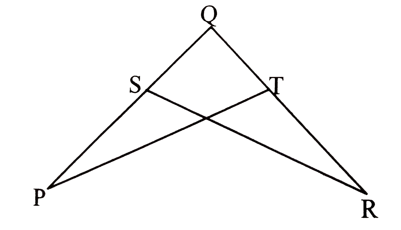 In the given figure,  angleP~=angleR , seg PQ ~=  seg RQ. Prove that  DeltaPQT~=DeltaRQS .