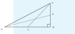 In the following figure PY and RX are the medians of the right angled triangle PQR, if PR = 8 cm, then PY^2 + RX^2 = ? (in sq. cm)