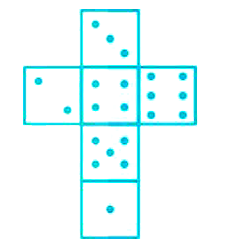 When the following figure is folded to form a cube, how many dots lie opposite the face bearing four dots?
