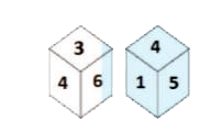Two different positions of the same dice are shown below, the six faces of which are numbered 1 to 6. Find the number oppsite to the face having 2.