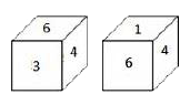 Two positons of a dice are shown below. When the number 3 is at the top. Which number would appear at the botton ?