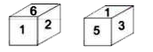 Two different positions of the same dice are shown. select the number that will be on the face opposite to the one having the number '2'