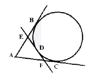 In the given figure. AB. AC and EF are tangents to a circle. If AC = 15 cm and DE = 3 cm. then the length of AE is: