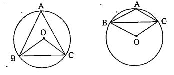 O কেন্দ্রীয় বৃত্তের BC হলো জ‍্যা।A বৃত্তের পরিধির উপরিস্থিত বিন্দু। প্রমাণ করো,/BAC + /OBC=90^@এবং   /BAC – /OBC=90^@ |