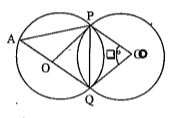 দুটি সর্বসম বৃত্তের কেন্দ্র যথাক্রমে O এবং O.। তারা পরস্পরকে P ও Q বিন্দুতে ছেদ করে।/PO.Q=50^@ হলে /PAQ=?