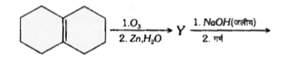 नीचे दी गई स्कीम में, 'Y' से बने अंतरणुक (Intramolecular) एल्डोल संघनन (aldol condensation) उत्पादों की कुल संख्या है: