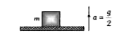 दिखाये गए चित्रानुसार m द्रव्यमान का एक गुटका एक प्लेटफॉर्म  पर रखा है  जो विराम से नियत त्वरण  g/2 से ऊपर की और  चलना आरम्भ करता है ।  गुटके पर लगने वाले अभिलम्ब प्रतिक्रिया  बल द्वारा समय में किया गया कार्य है