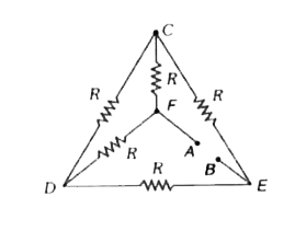 प्रत्येक R प्रतिरोध के पाँच समान प्रतिरोधों को चित्र अनुसार व्यवस्थित किया गया है। A और B सिरे के बीच V वोल्ट की बैटरी जोड़ी जाती है। AFCEB परिपथ में प्रवाहित धारा का मान होगा