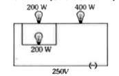 200W , 200W और 400W के तीन विघुत बल्ब चित्रानुसार हैं। इनके समूहन की परिणामी शक्ति हैं