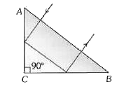 एक समकोणीय समद्विबाहु प्रिज्म पर एक प्रकाश किरण अभिलंबवत आपतित होती है (चित्रानुसार), तो प्रिज्म के अपवर्तनांक का न्यूनतम मान होना चाहिए