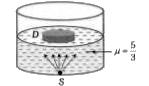 एक पात्र में 5/3 अपवर्तनांक का द्रव भरा हुआ है, एक पात्र की तली में एक बिन्दुवत प्रकाश स्त्रोत S स्थित है | एक व्यक्ति स्त्रोत को ऊपरी सतह से देख रहा है | द्रव की ऊपरी सतह पर 1 cm त्रिज्या की एक अपपरदर्शी चक्ति तैर रही है, चक्ति का केंद्र स्त्रोत S के ऊर्ध्वाधर ऊपर है | पात्र में लगे एक नल से ध्रव धीरे-धीरे बाहर निकल रखा है | द्रव  की वह अधिकतम ऊंचाई जिसके स्त्रोत ऊपर से दिखाई नहीं देगा