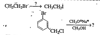 Write the reagent in case of first reaction and the organic product in cast of the second reaction.