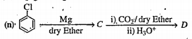 Write structral formula of the compounds A to F.