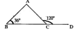 निम्न चित्र में, angle ACD = 124^@,  angle ABC = 30^@ तथा angle BAC  का मान है