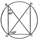 दी गयी आकर्ति में   angle ABC=40^@   angle DAC=65^@   angle DCA=?