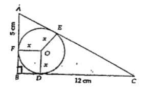 चित्र में, DeltaABC एक समकोण त्रिभुज है |  x का मान है