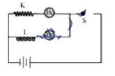 संलग्न चित्र में दो बल्ब B1 व B2  एक प्रतिरोधक  R तथा एक प्रेरकत्व 'L' दिखाए गए हैं. स्विच S खोलने  पर -