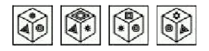 Four positions of a cube are shown below. If symbol Sun is at the top, what symbol will be at the bottom ?