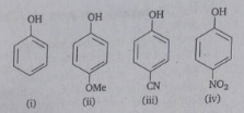 Which of the following represents the correct decreasing order of acidity of the following compounds ?