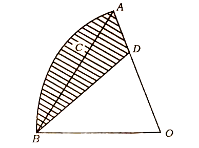 चित्र में, OACBO केंद्र O और त्रिज्या 3.5 सेमी वाले एक वृत्त का चतुर्थाशा है । यदि OD= 2 सेमी है, तो छायांकित भाग का क्षेत्रफल ज्ञात कीजिये ।